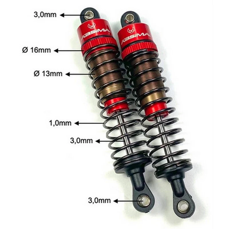 2 Amortisseurs standard en aluminium 120mm pour crawler 1/10 - Image 3