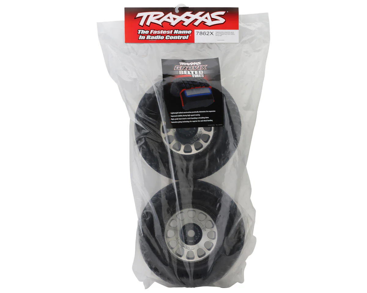 2 Pneus et jantes Gravix Belted noir chrome pour Traxxas XMaxx / XRT 7862X - Image 2