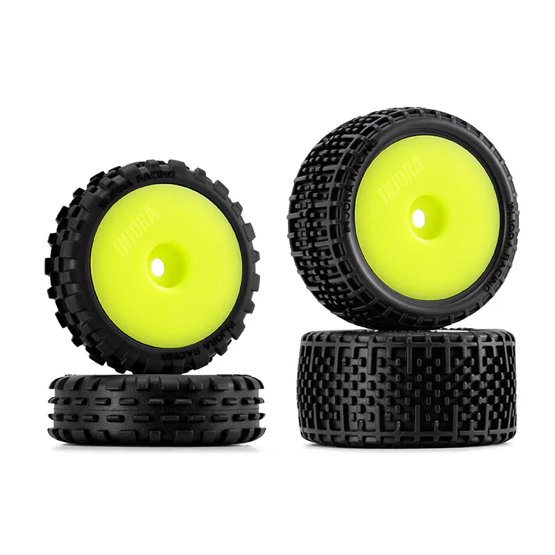 2 roues de Buggy Injora non collées Losi Micro-B 1/24 jaune - MBT03-YE