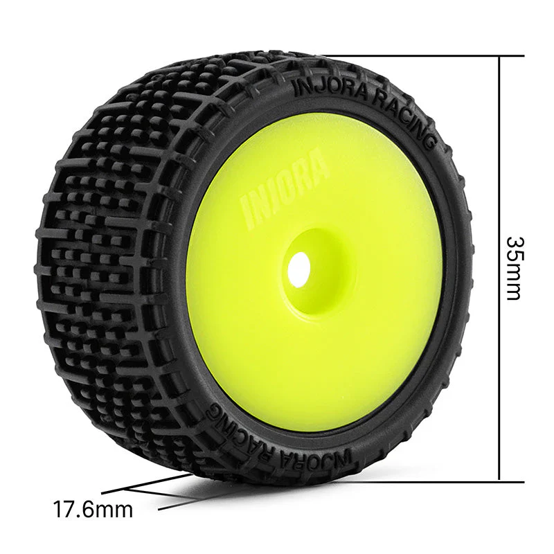 2 roues de Buggy Injora non collées Losi Micro-T 1/28 jaune - MBT04-YE - Image 3