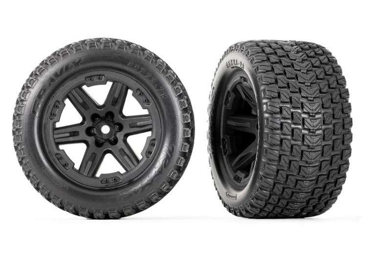 2 Roues et jantes 2.8 collées RXT GRAVIX noir - Traxxas 6764