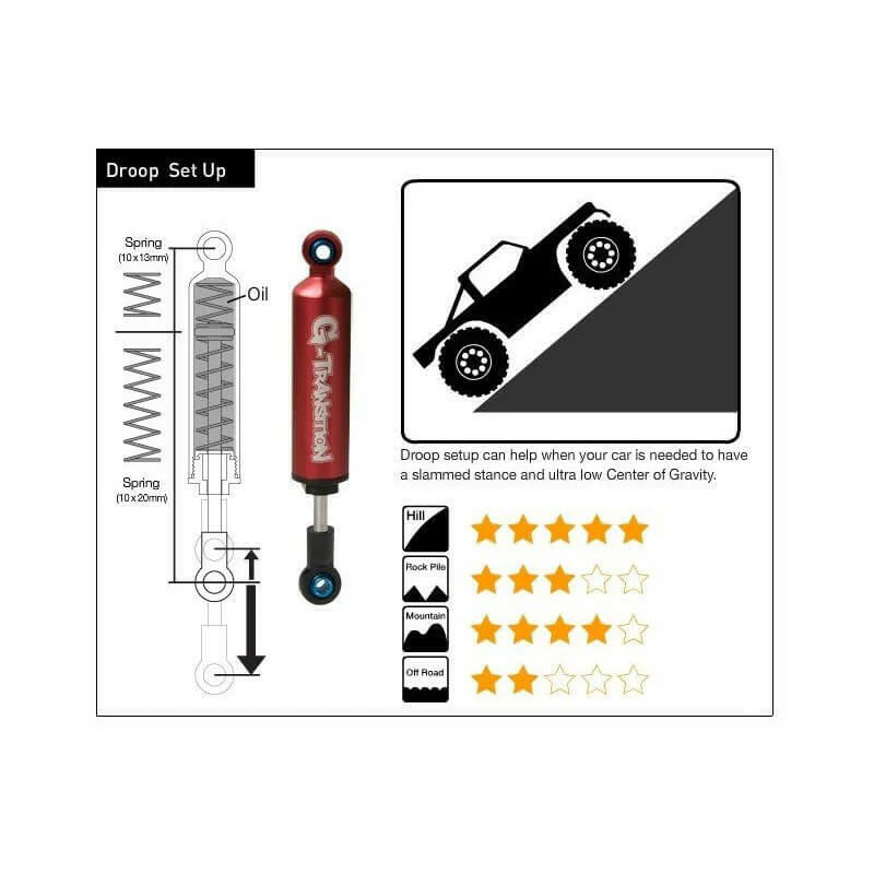 4 Amortisseurs G-Transition Rouge 90mm pour crawler 1/10 GM20601 - Image 4