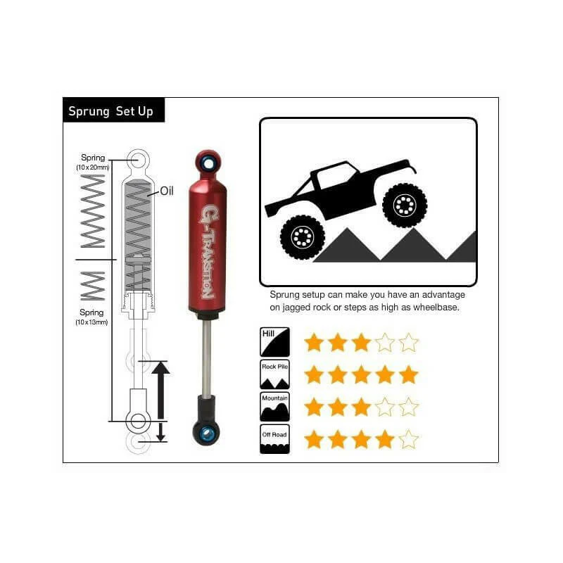 4 Amortisseurs G-Transition Rouge 90mm pour crawler 1/10 GM20601 - Image 5