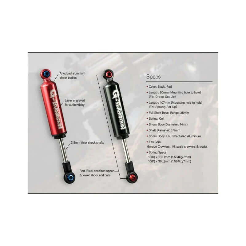 4 Amortisseurs G-Transition Rouge 90mm pour crawler 1/10 GM20601 - Image 6
