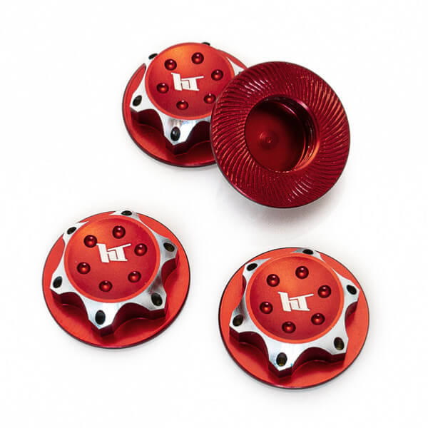 4 Écrous de roues borgnes en aluminium 17mm Rouge - HTR-1910004