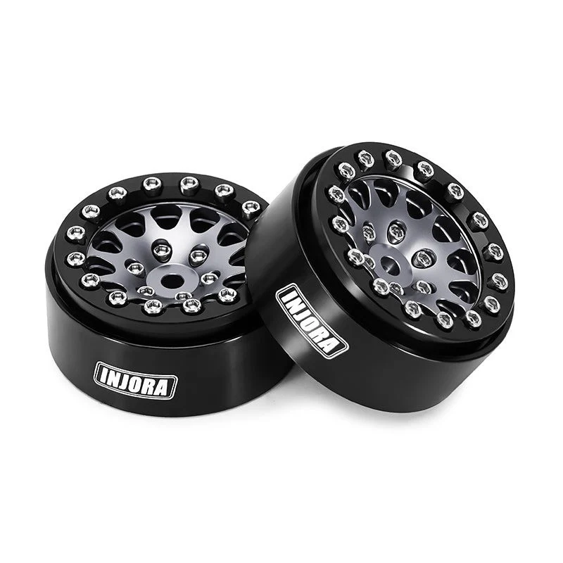 4 jantes Beadlock en aluminium gris anodisé INJORA 1,3 pour crawler RC 1/24, 1/18 - YQW-1311BG"