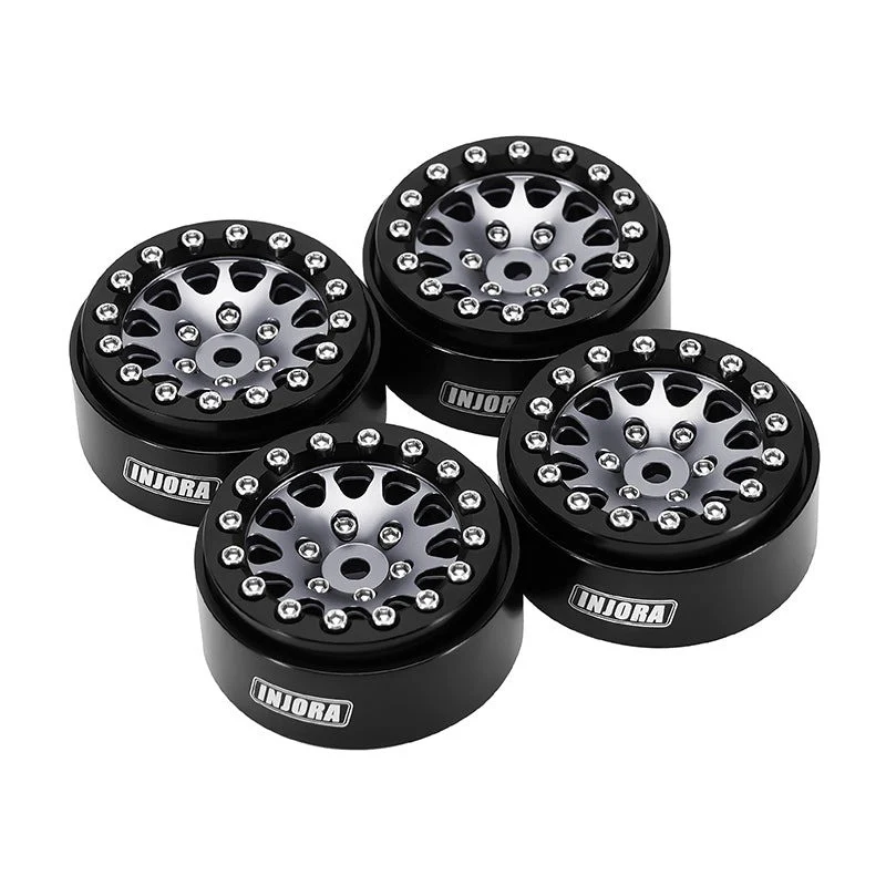 4 jantes Beadlock en aluminium gris anodisé INJORA 1,3 pour crawler RC 1/24, 1/18 - YQW-1311BG" - Image 2
