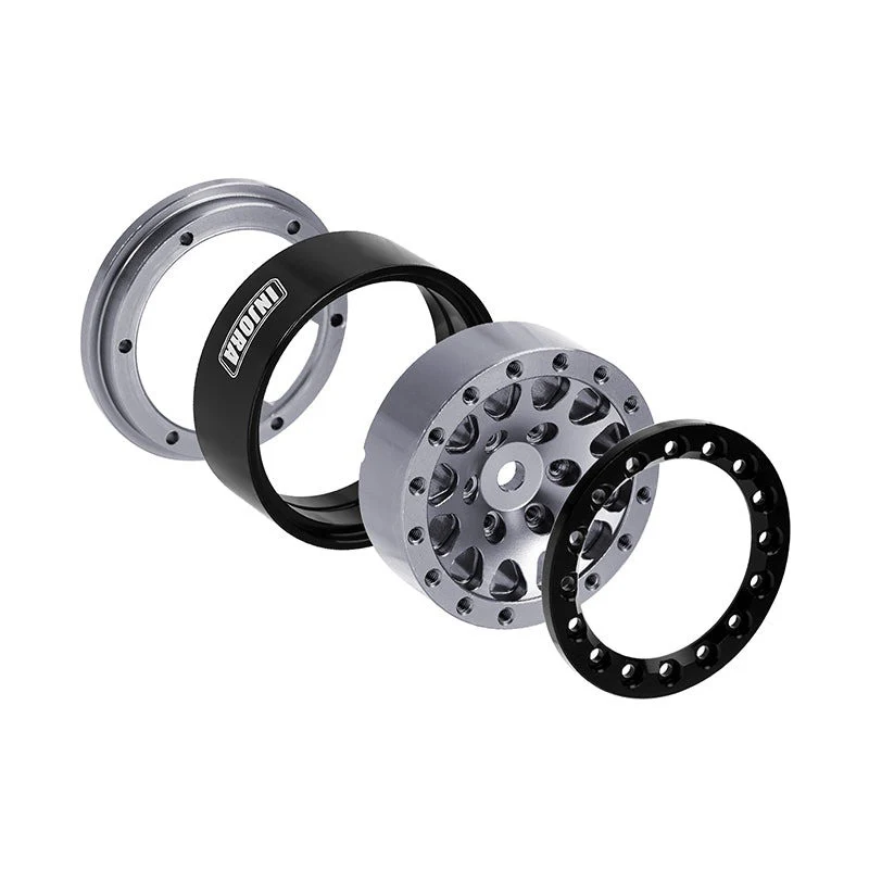 4 jantes Beadlock en aluminium gris anodisé INJORA 1,3 pour crawler RC 1/24, 1/18 - YQW-1311BG" - Image 7