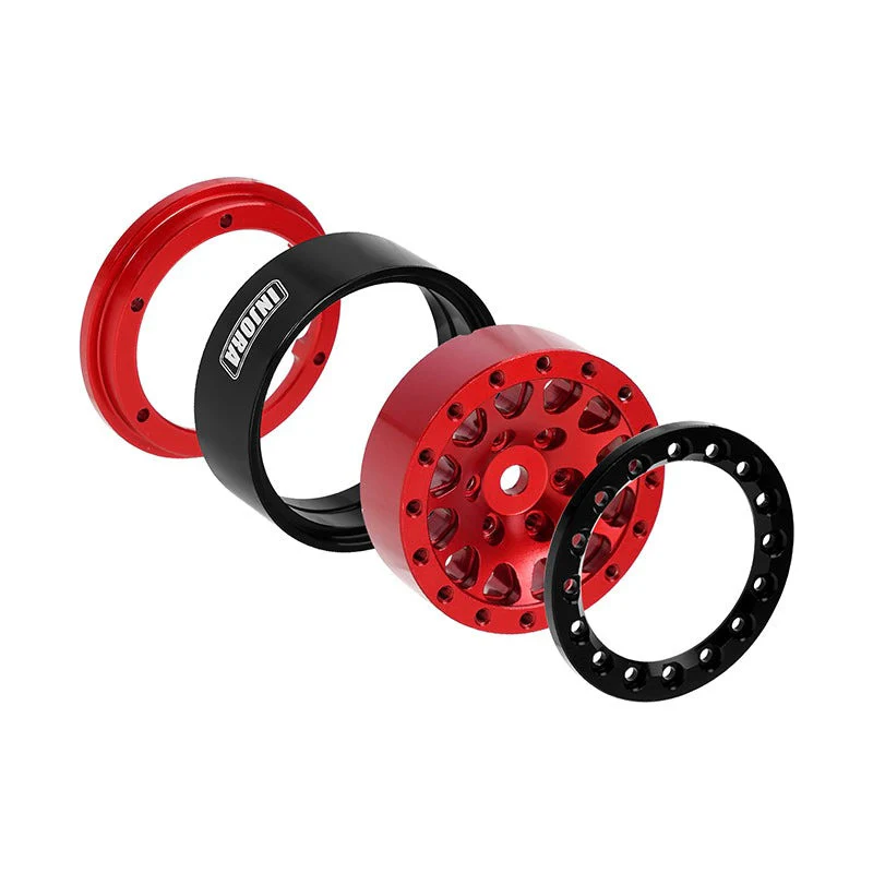 4 jantes Beadlock en aluminium rouge INJORA 1,3 pour crawler RC 1/24, 1/18 - YQW-1311RD" - Image 7