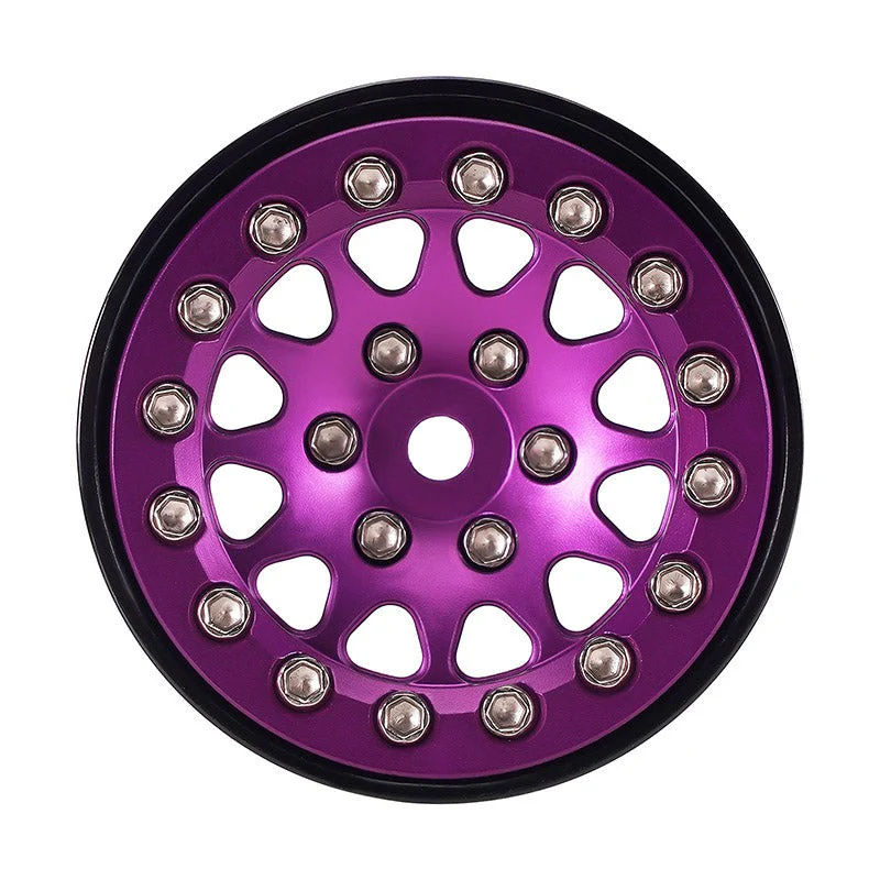 4 jantes Beadlock en aluminium violet INJORA 1,3 pour crawler RC 1/24, 1/18 - YQW-1311PU" - Image 2