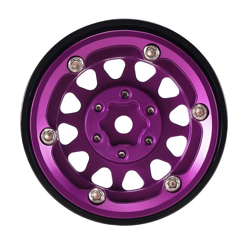 4 jantes Beadlock en aluminium violet INJORA 1,3 pour crawler RC 1/24, 1/18 - YQW-1311PU" - Image 3