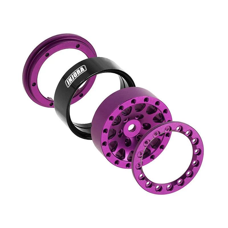 4 jantes Beadlock en aluminium violet INJORA 1,3 pour crawler RC 1/24, 1/18 - YQW-1311PU" - Image 7