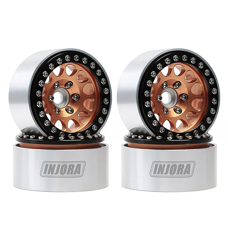 4 jantes INJORA 1,9" bronze en alliage d'aluminium Beadlock pour crawler RC 1/10