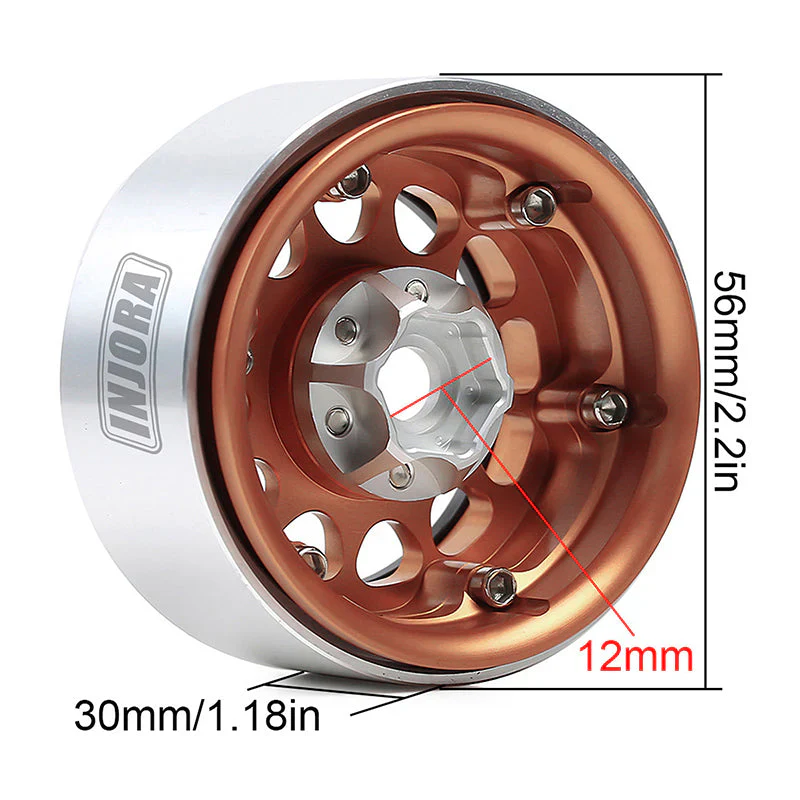 4 jantes INJORA 1,9" bronze en alliage d'aluminium Beadlock pour crawler RC 1/10 - Image 3