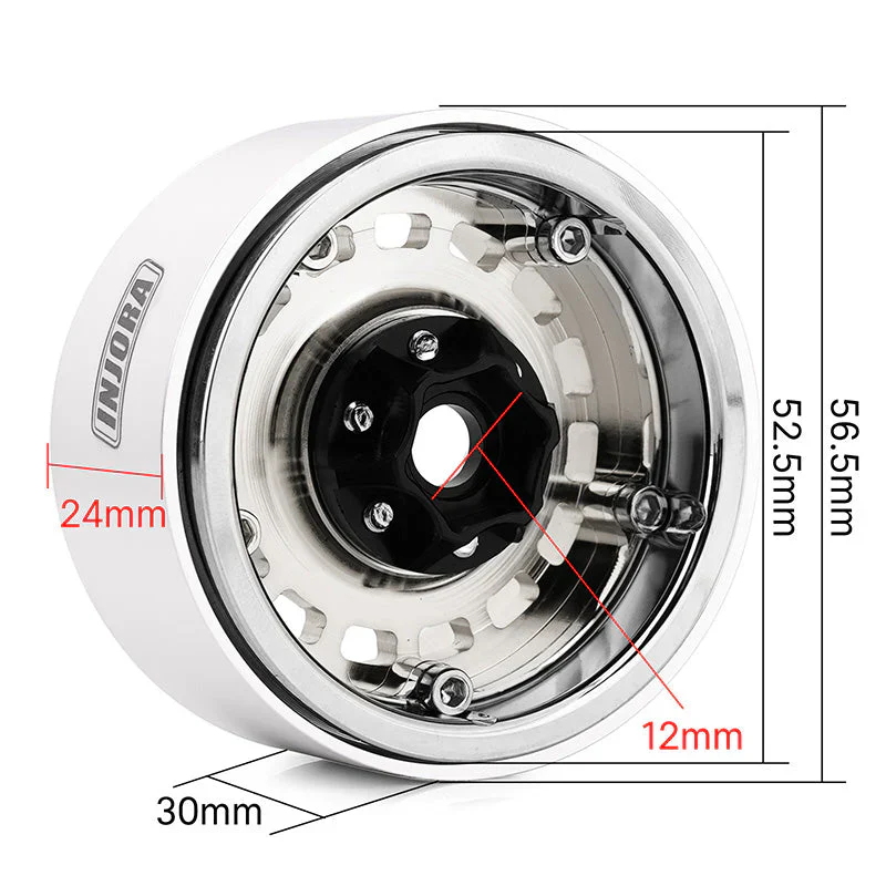 4 jantes INJORA 1,9" chrome en aluminium CNC pour crawlers RC 1/10 (W1903) - Image 4