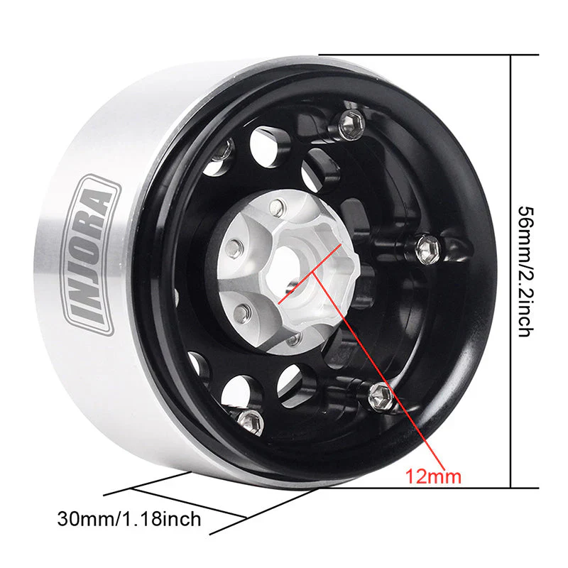 4 jantes Injora 1,9" en alliage d'aluminium Beadlock pour crawler RC 1/10 - Image 3