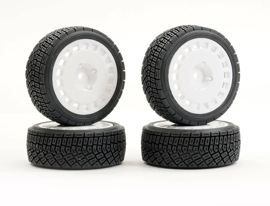 4 roues AV/ARR Rally blanche 1/10
