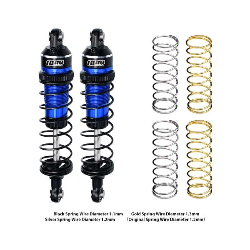 Amortisseur aluminium réglable avant/arrière 87mm + ressorts bleu (2) GPM TRX MiniMaxx GPMTXMM087F/RBBK
