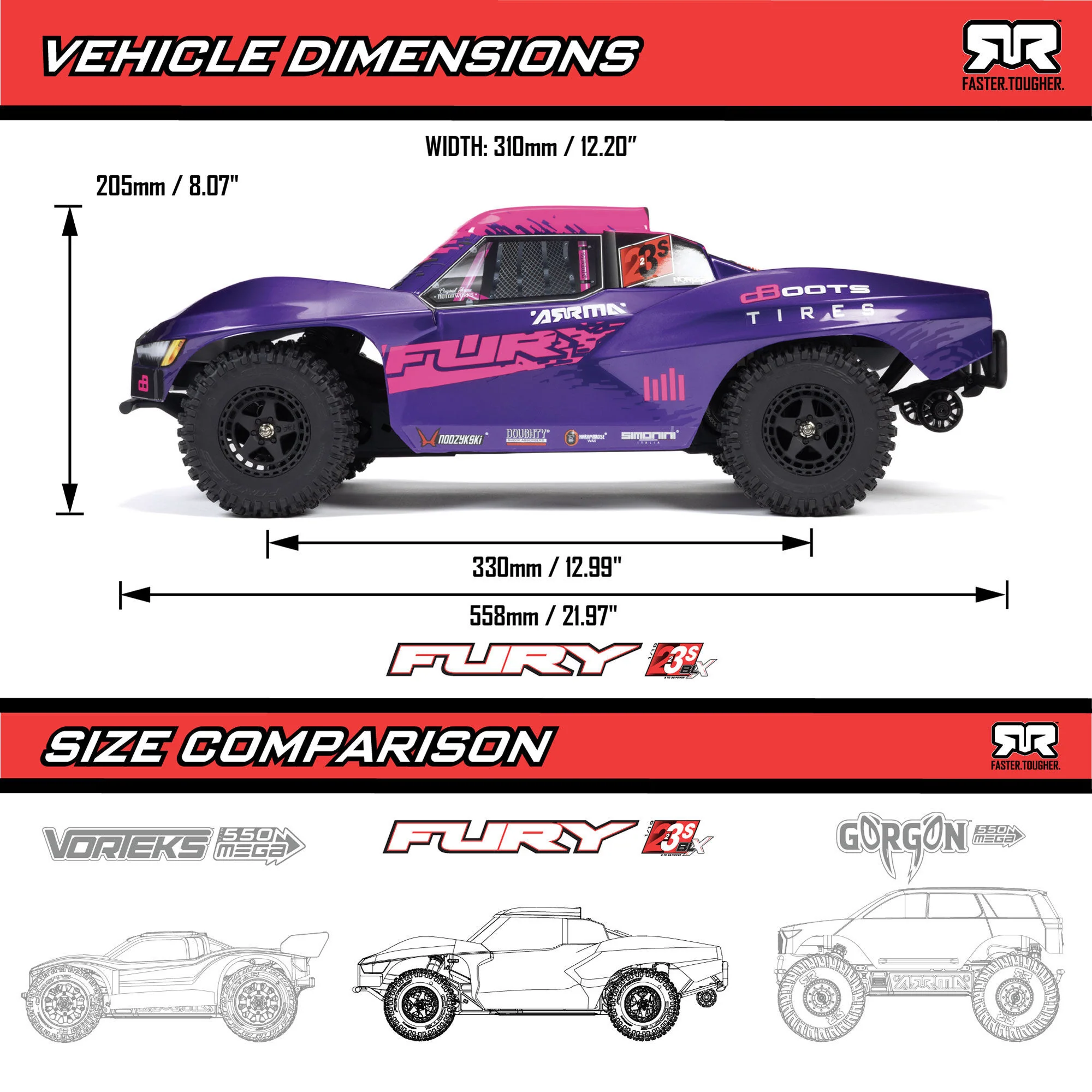 Arrma Fury 223S BLX Brushless 2WD Short Course vert RTR - ARA3521T2 - Image 13
