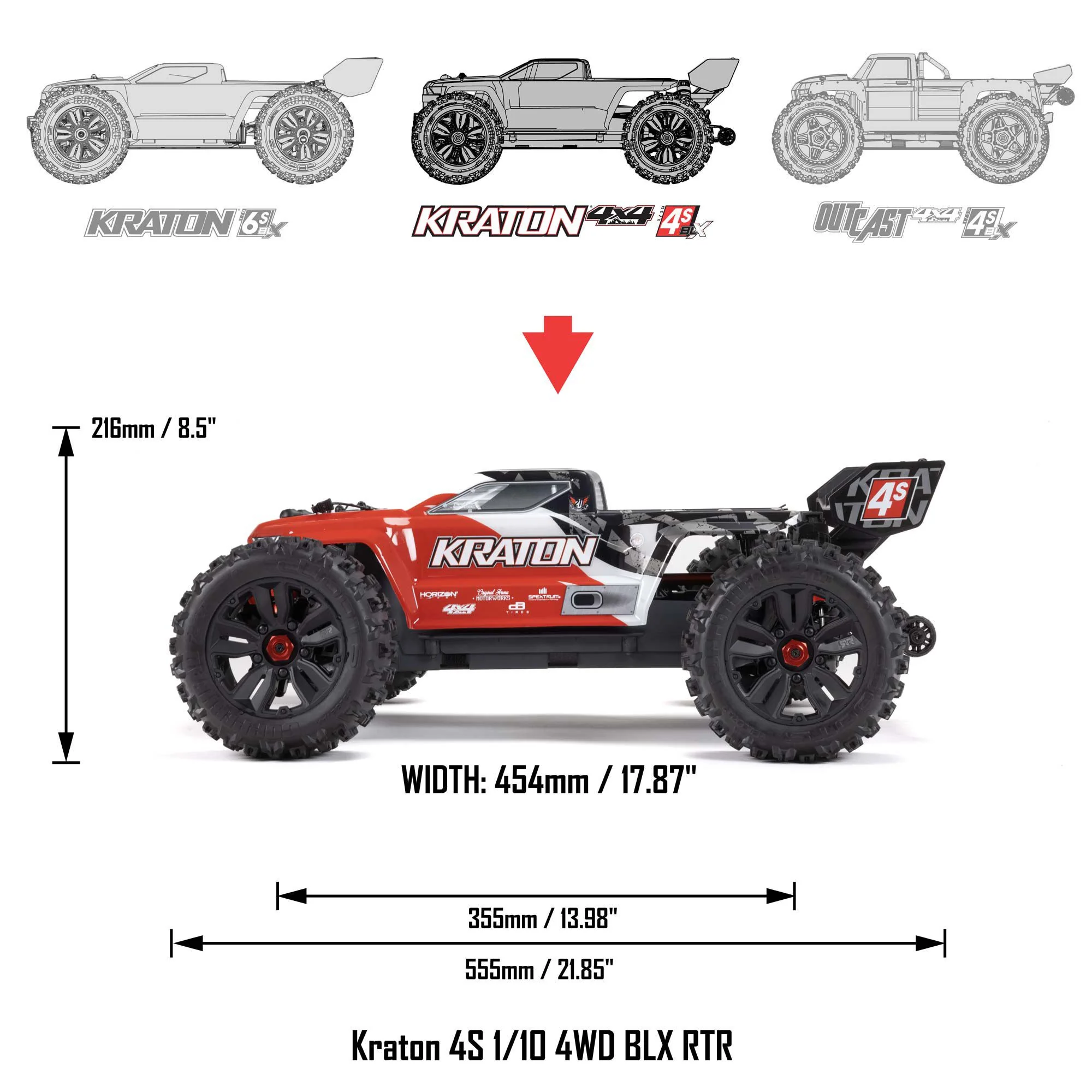 Arrma Kraton 1/10 4X4 4S V2 BLX Monster truck RTR vert ARA4408V2T4 - Image 9