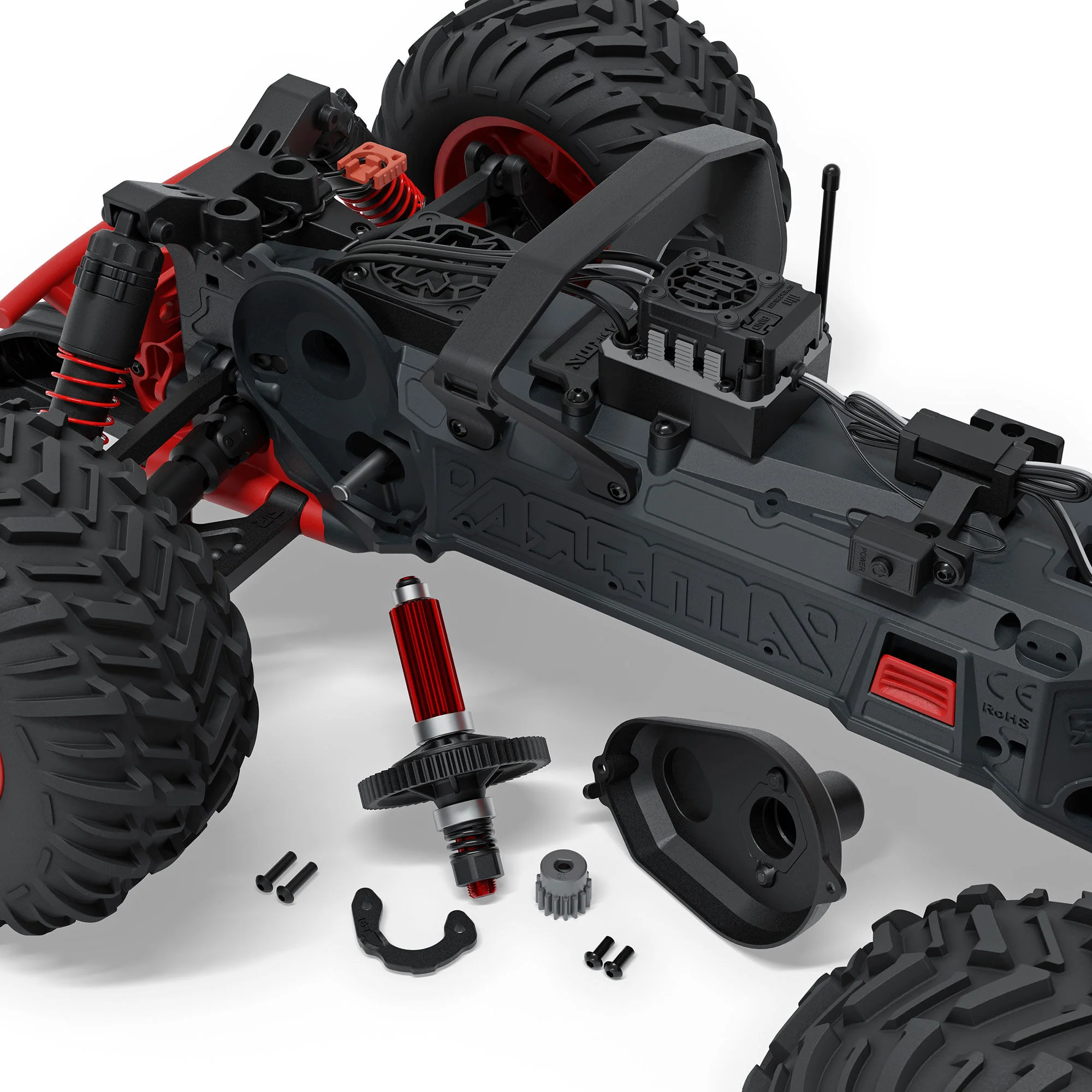 Arrma Monster Truck QUAKE 223S DSC 2WD RTR Brushless 1/10 rouge - ARA3537T1 - Image 14