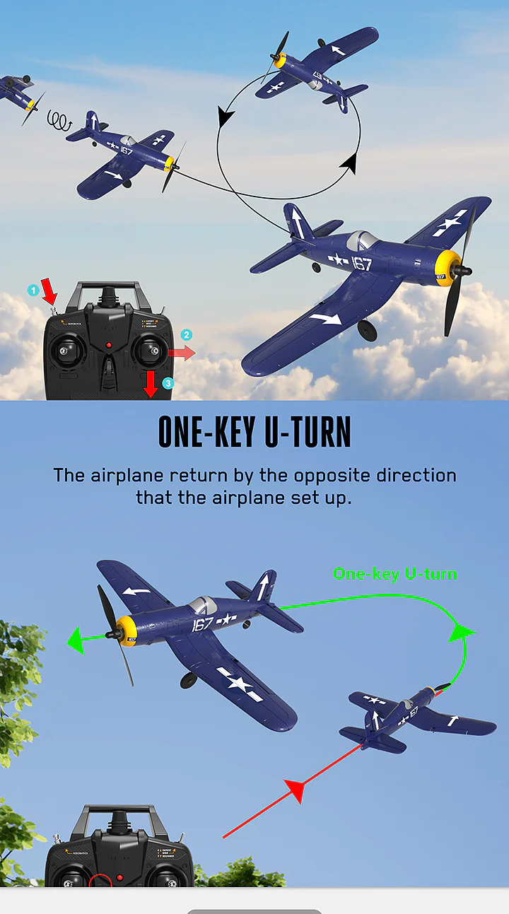 Avion télécommandé Volantex Corsair F4U 4CH avec stabilisateur de vol EPP RTF - V761-8V2 - Image 3