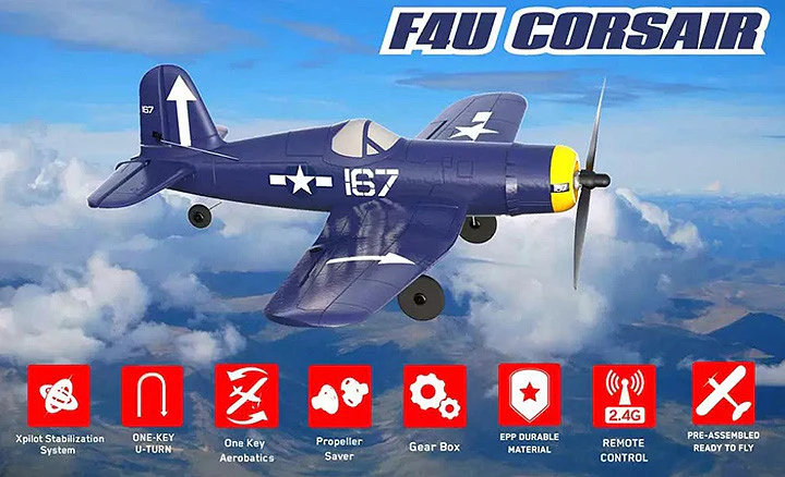 Avion télécommandé Volantex Corsair F4U 4CH avec stabilisateur de vol EPP RTF - V761-8V2 - Image 4