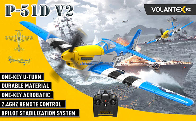 Avion télécommandé V761-5V2 rouge Volantex MUSTANG V2 4CH avec stabilisateur de vol - Image 9