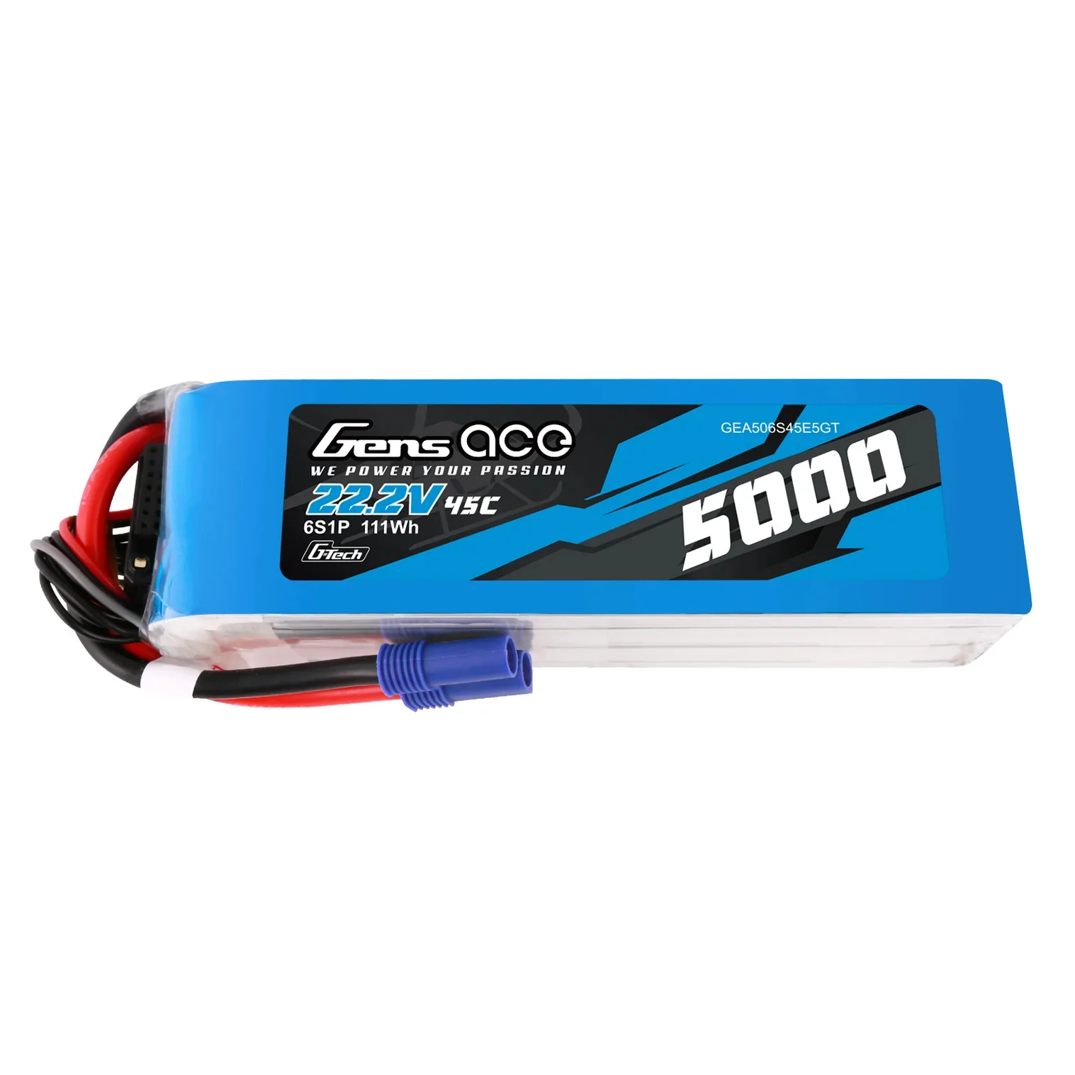 Batterie Gens Ace lipo 6S 22.2V 5000mAh 45C prise EC5