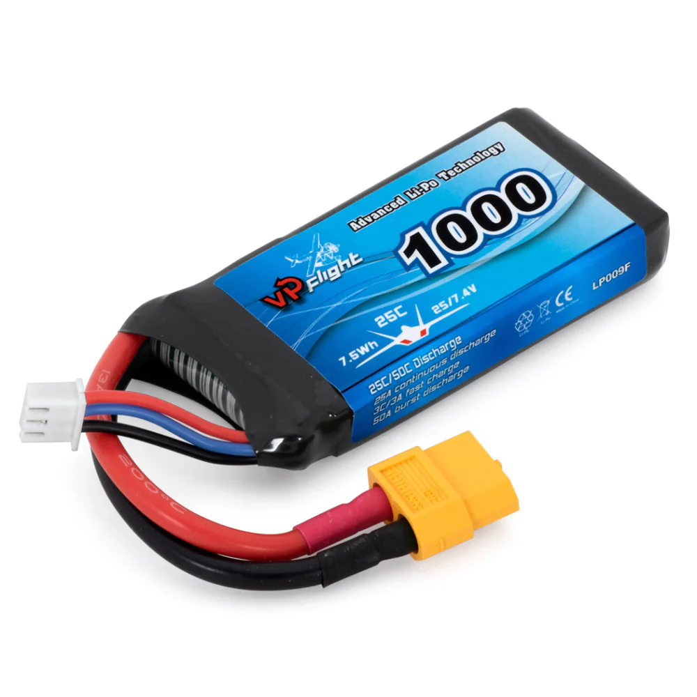Batterie Lipo 2S 7,4V 1000mAh 25C XT60 - VPLP009FXT