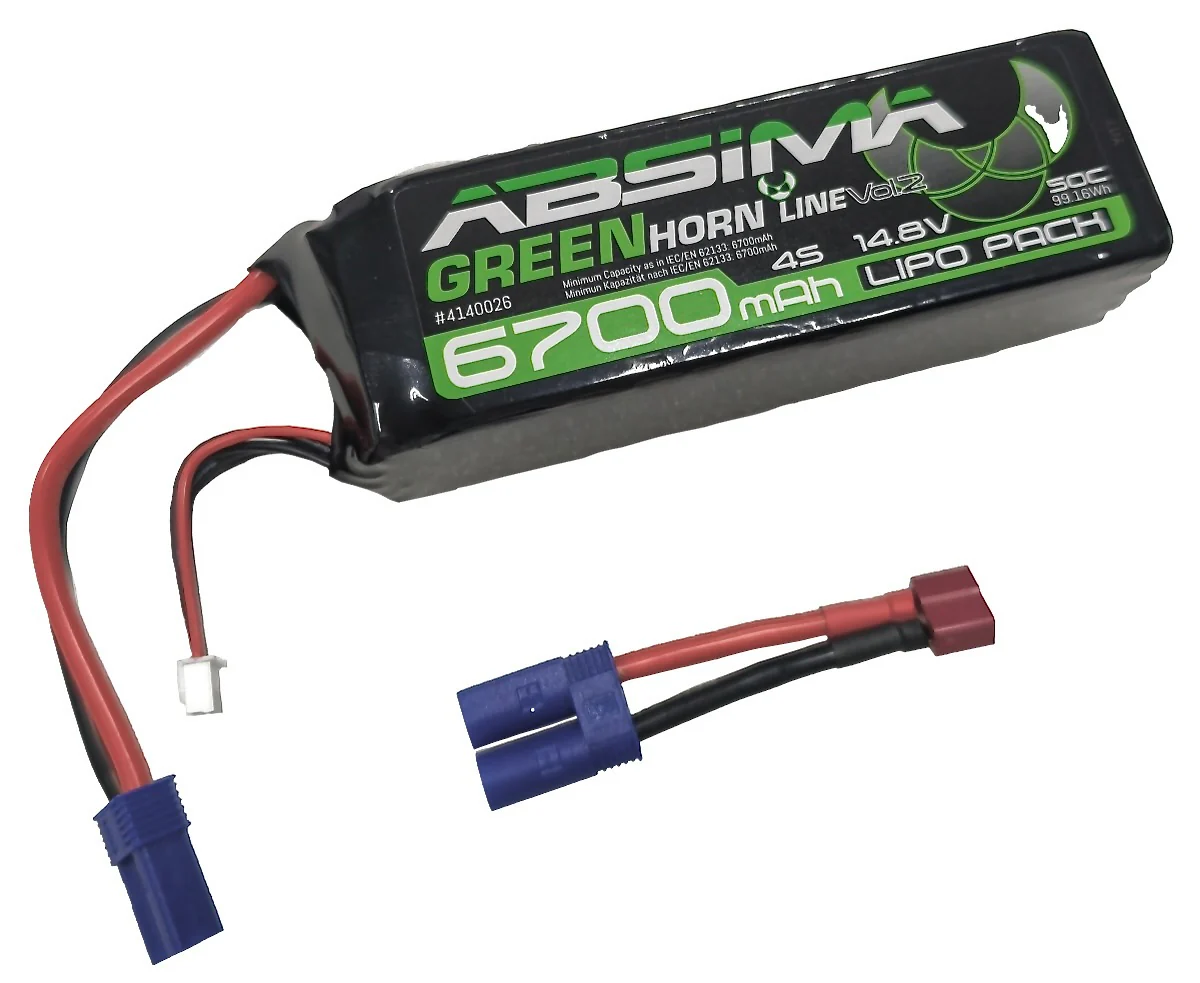 Batterie Lipo bashing 4S 14,8V 6700mAh 50C EC5 et Dean T