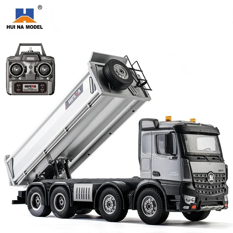 Camion benne télécommandé 1/14 HUINA Pro 13 canaux, 8 roues, avec godet en métal - Image 3