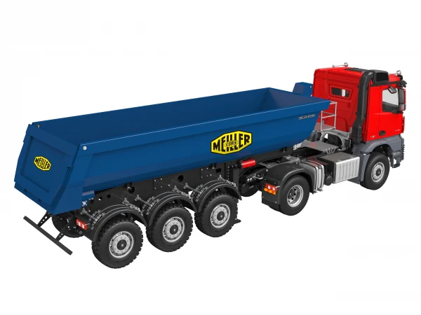 FM Electrics Camion Mercedes-Benz Arocs 4X4 1/14 (rouge) avec semi-remorque Meiller (bleu) - Image 2