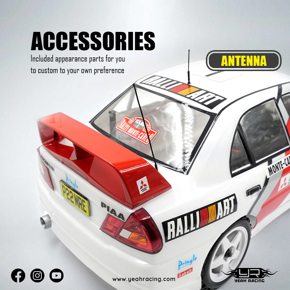 Carrosserie peinte et découpée avec jeu de jantes 1/10 Mitsubishi Lancer EVO IV Rally Catalunya 1997 - Image 8