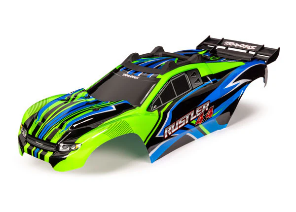 Carrosserie Rustler 4x4 peinte et décorée verte/bleu - Traxxas 6734G