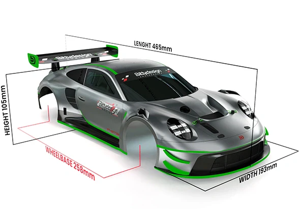 Carrosserie transparente P-GT3R 1/10 GT 190 mm - BDGT-190PGT3R - Image 2