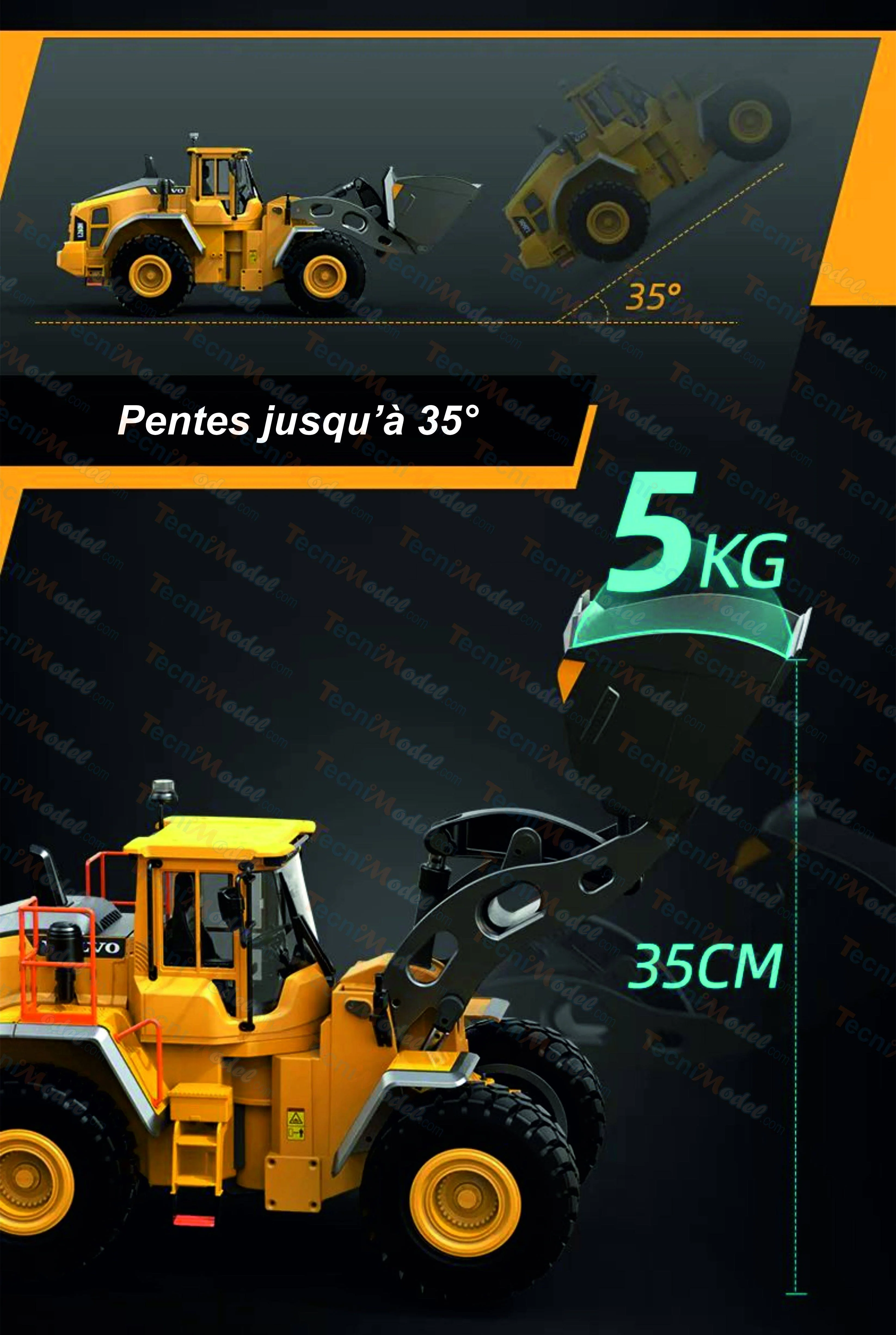 Double E Volvo L260H Chargeuse en métal 1/16 V2 RC 4WD - Image 12