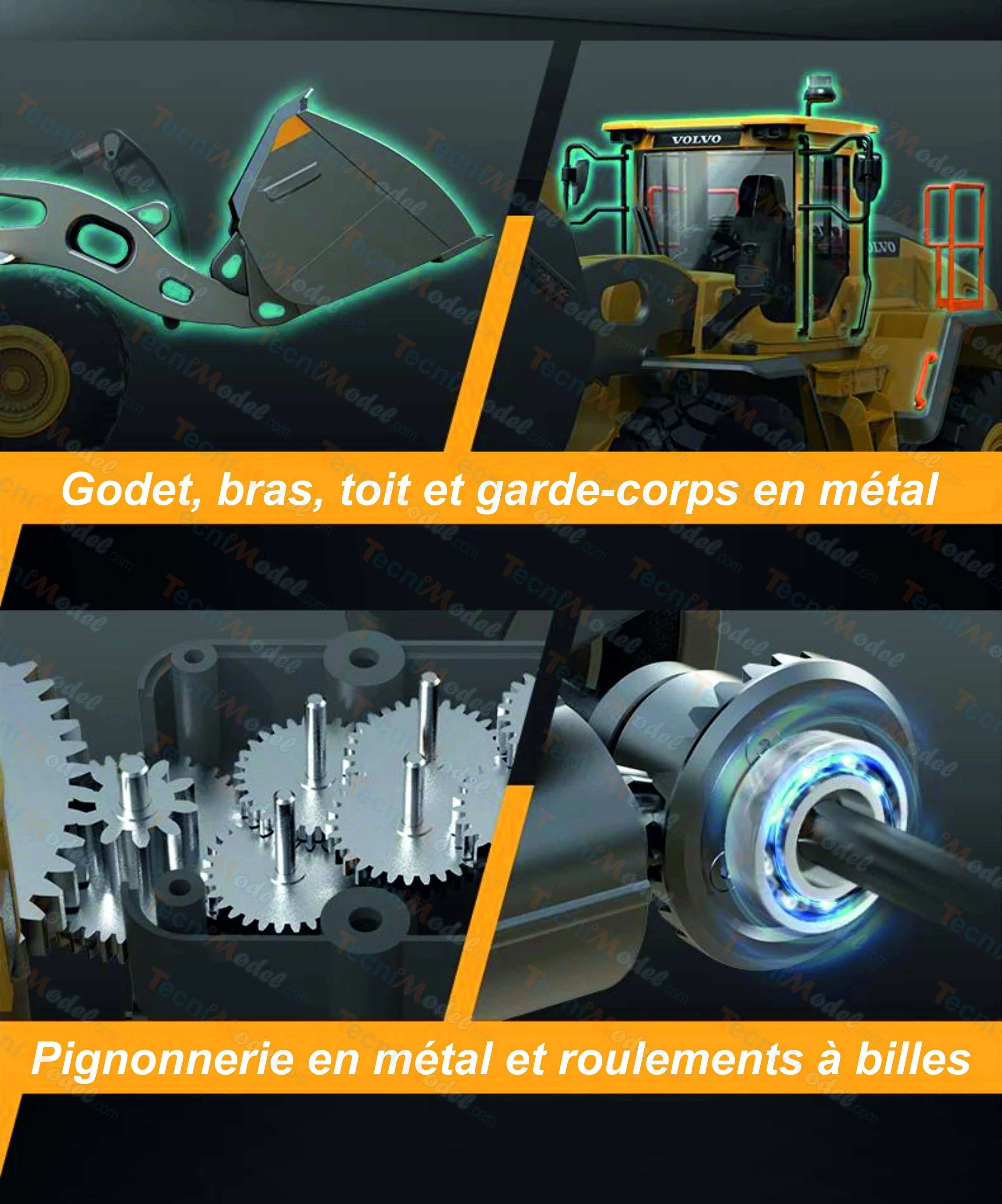 Double E Volvo L260H Chargeuse en métal 1/16 V2 RC 4WD - Image 14