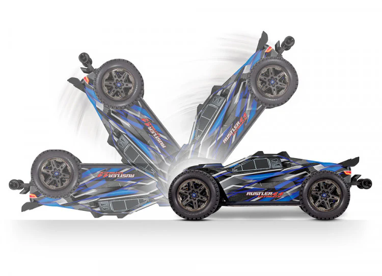 Combo Traxxas Rustler 4x4 Ultimate VXL bleu 1/10 RTR - 67097-4 - Image 14