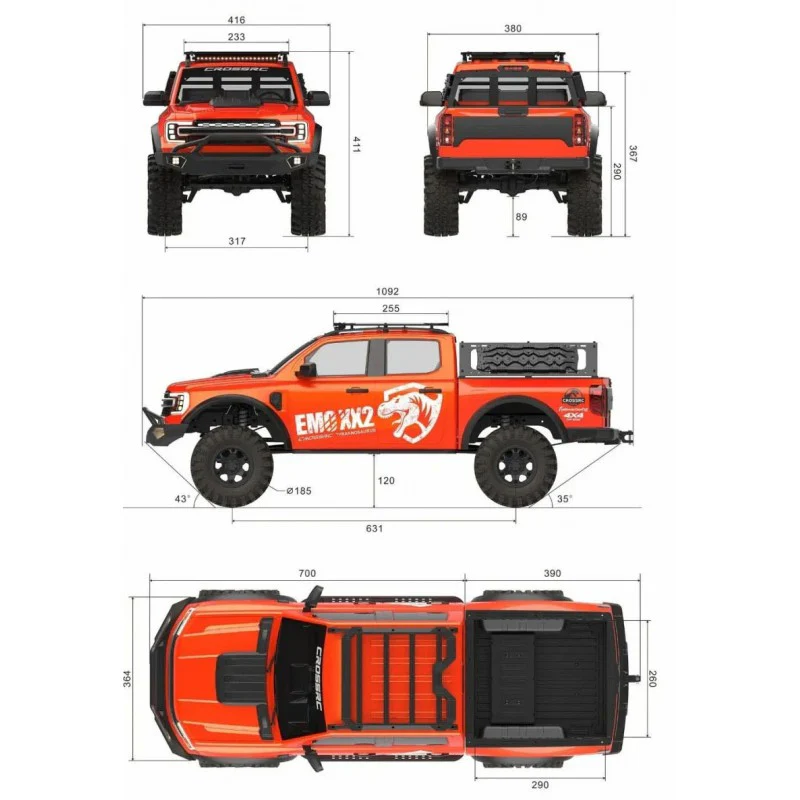 Crawler Cross RC EMO XX2 1/5 RTR Brushless kit CRO90100260 - Image 4