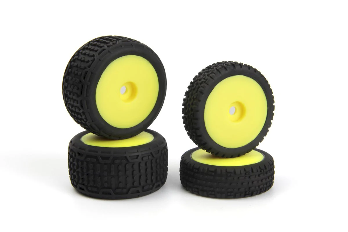 Ensemble de pneus pour buggy Maverick RC Sidebar jaune (avant/arrière) - MV150840