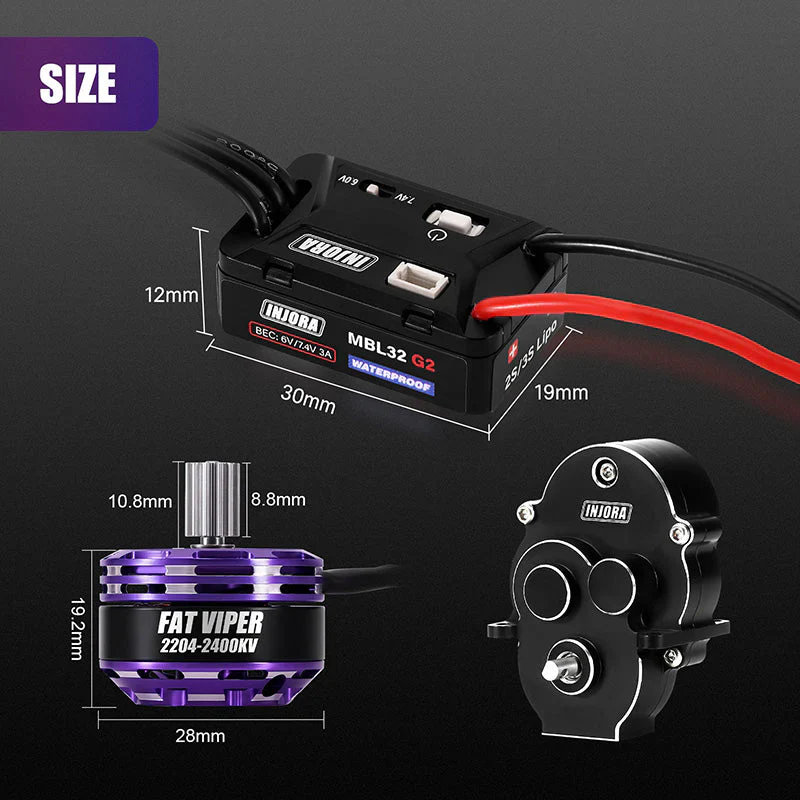 ESC brushless étanche MBL32 G2 et moteur 2204 Fat Viper pour 1/18 TRX4M - MBL32G2-INM17 - Image 4