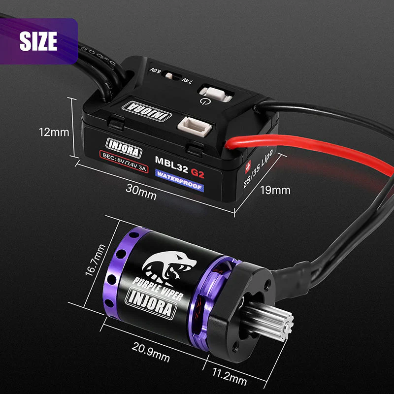 ESC brushless étanche MBL32 G2 et moteur Purple Viper 1721 pour TRX4M 1/18 - MBL32G2-INM19-4M - Image 4