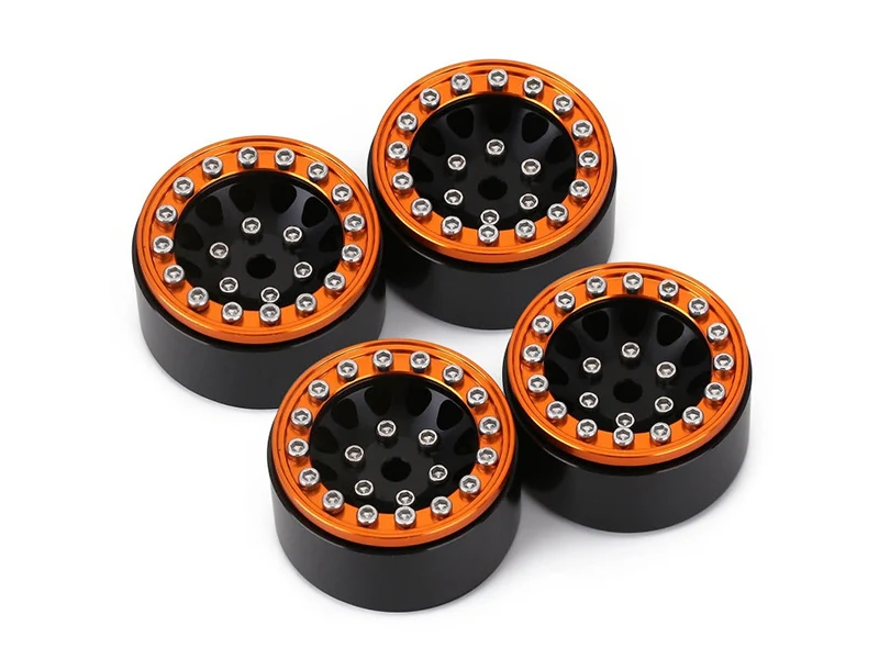 Injora 4 jantes 1.0 Beadlock Alu pour crawlers 1/18 1/24 (W1049) - Orange/noir - Image 3