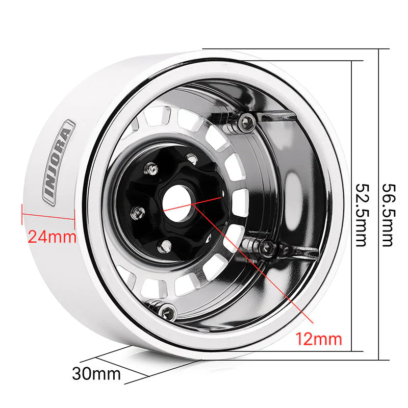 Jantes multi-rayons INJORA 1,9" en aluminium CNC pour crawler RC 1/10 - DGW-1902CH - Image 3