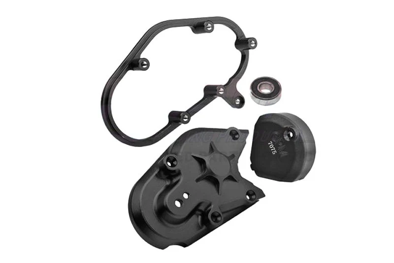 Jeu de carters d'engrenage en aluminium noir GPM pour Moto Losi MX - GPMMX038BK
