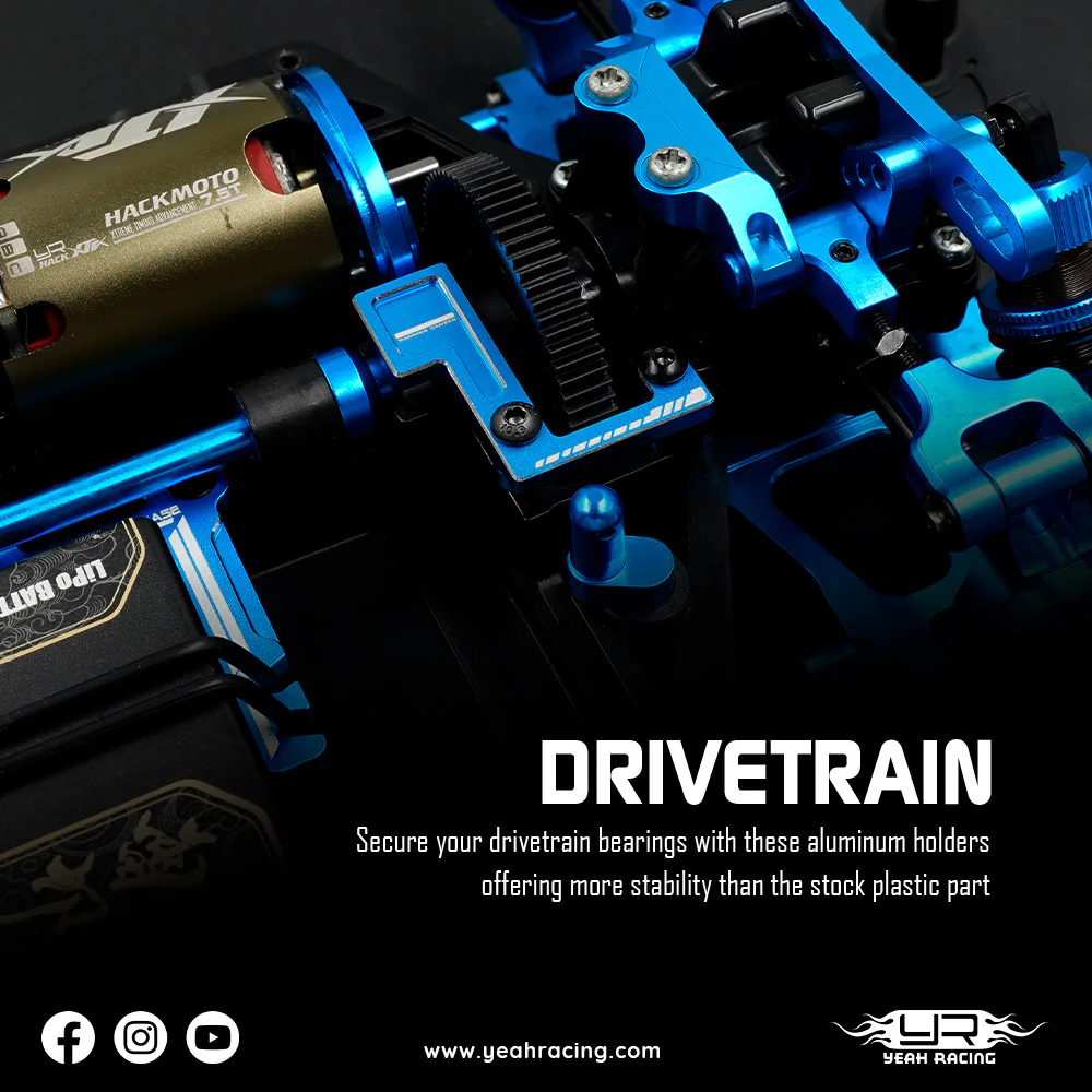 Jeu de supports de roulement d'arbre principal en aluminium pour Tamiya TT02 - TATT-074BU - Image 4