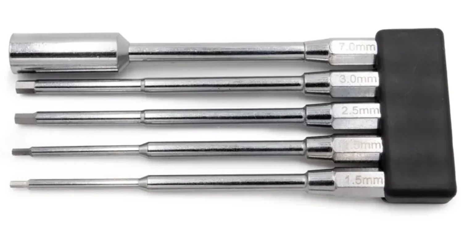 Kit d'embout de visseuse Titanium 1,5/2/2,5, 3mm et clé 7mm - HTR-417