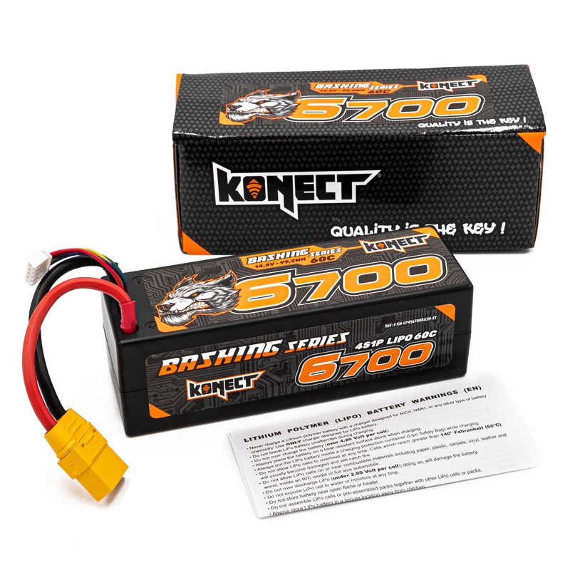 Konect Batterie Lipo 4s 14.8v 6700mah 60C 4S1P Bash XT90 (139x46x45mm) - Image 2