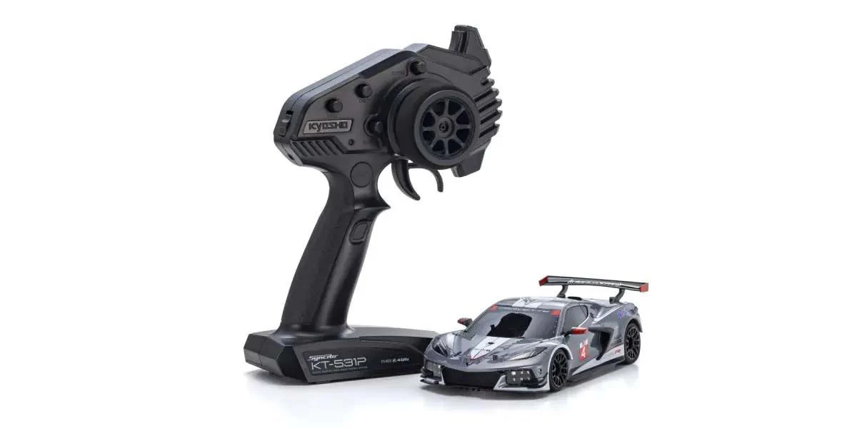Kyosho Mini-Z MR04 RWD Corvette C8-R Gun Metal/Blanc (W-MM/KT531P) K.32356GMW